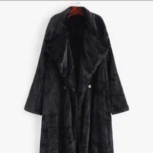 Zaful Plush Drop Shoulder Longline Oversized Coat